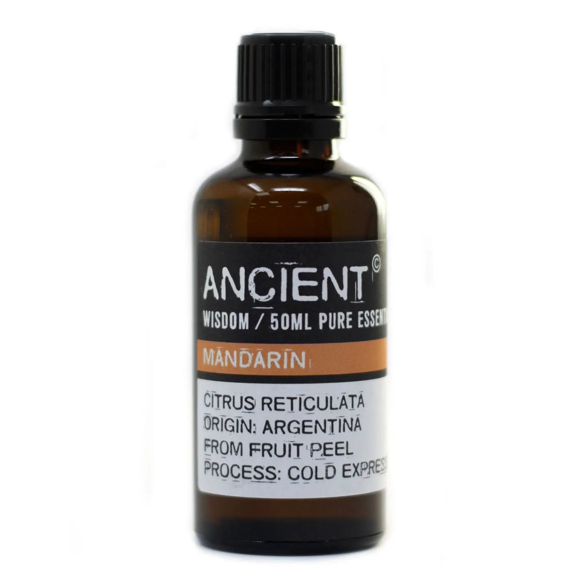 Aceite esencial de mandarina 50ml, botella de vidrio ámbar, origen Argentina, con extracción en frío.
