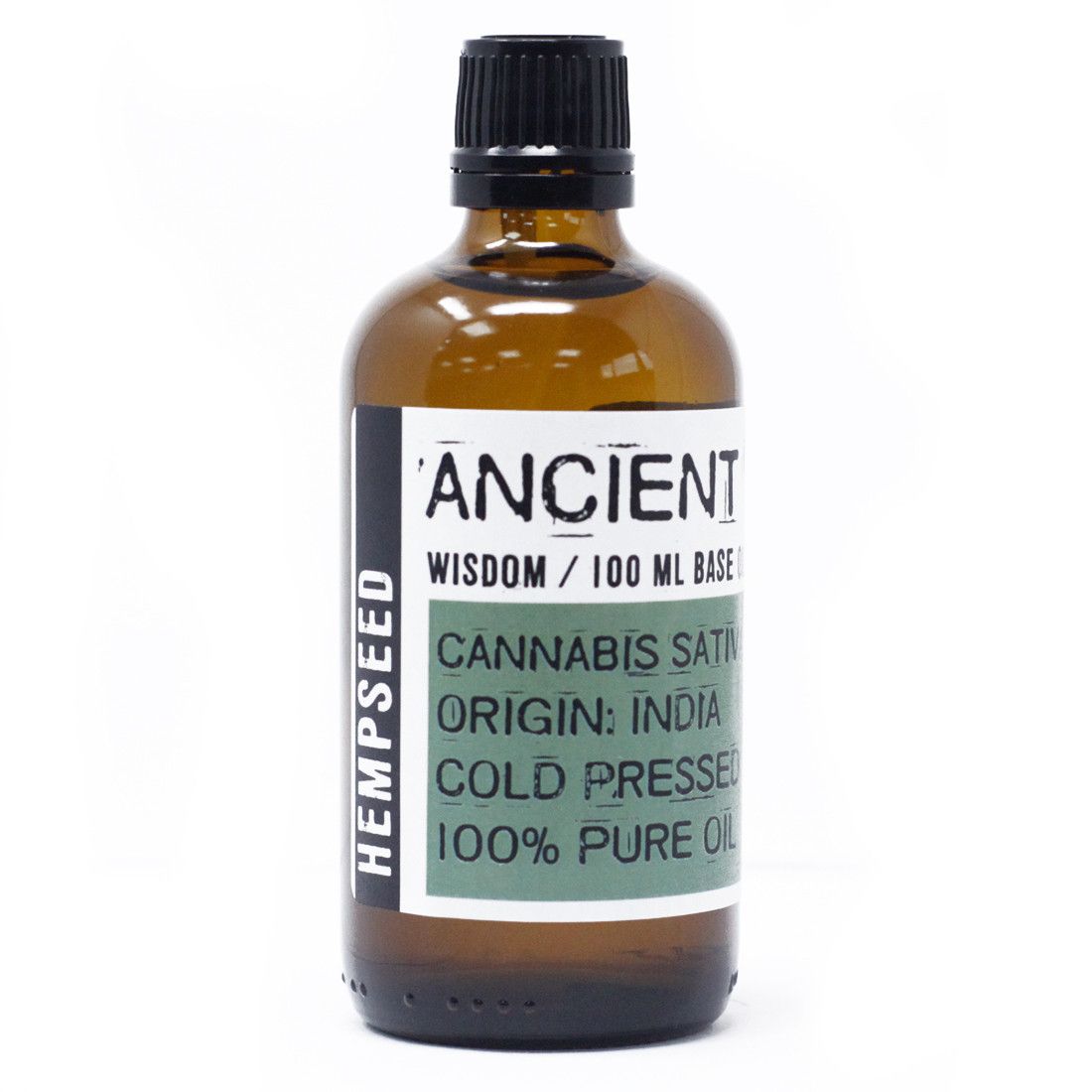 Aceite de semilla de cáñamo puro, 100 ml, color ámbar, estilo vintage, originario de India, extracción en frío.