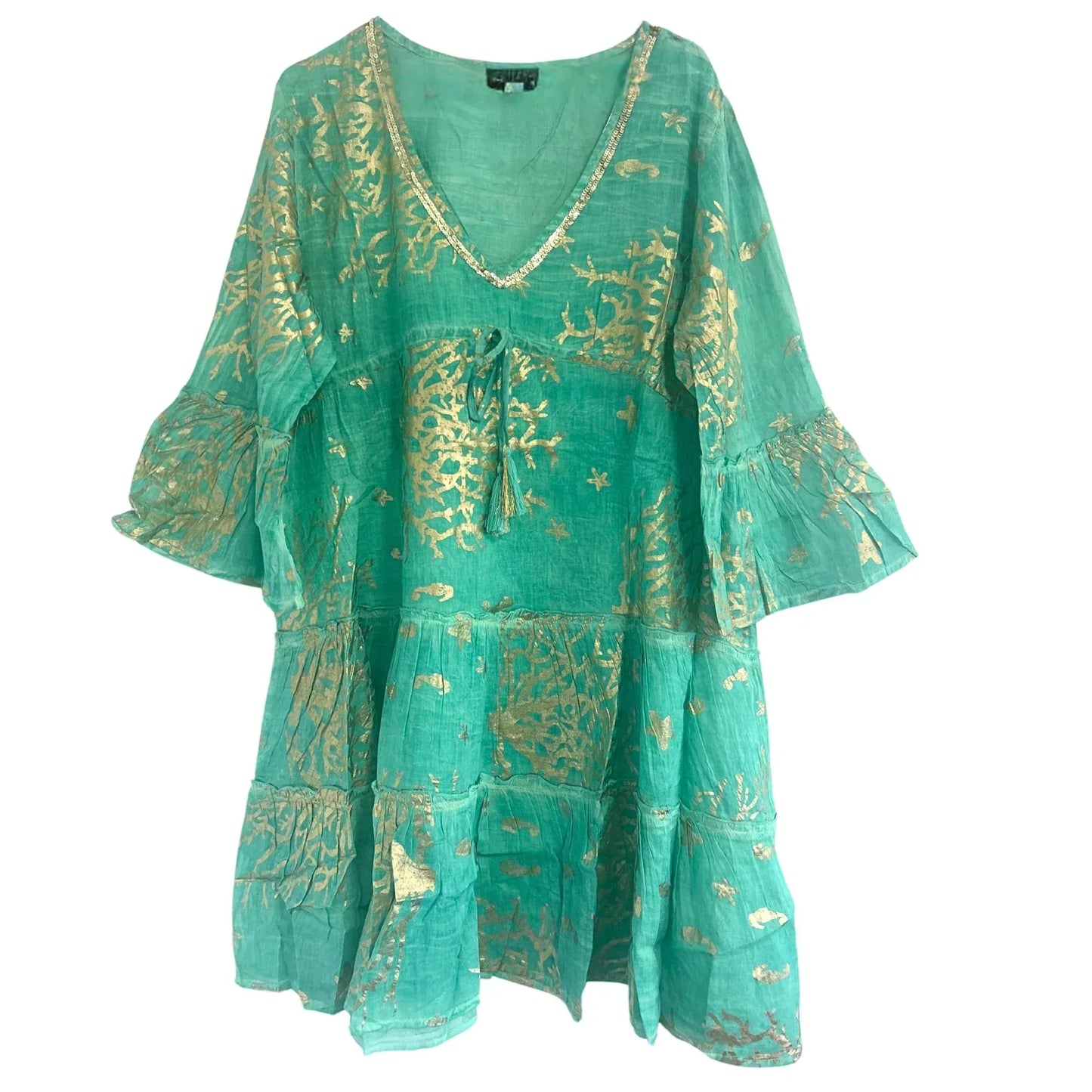 (ML) Colección Nomad Sari - Vestido - Diseño en turquesa y coral dorado - Ornare Living