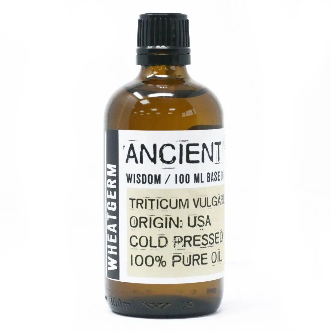 Aceite puro de germen de trigo, 100 ml, envase de vidrio ámbar, prensado en frío, origen EE. UU., estilo vintage.