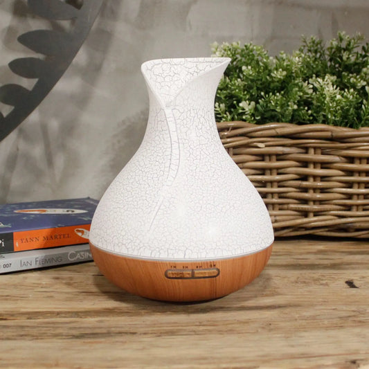 Difusor ultrasónico 400ml efecto craquelado con luz LED y temporizador