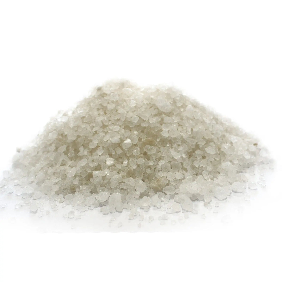 Montículo de granos de sal del Himalaya blanca, cristales traslúcidos de 3-5mm para purificar ambientes.