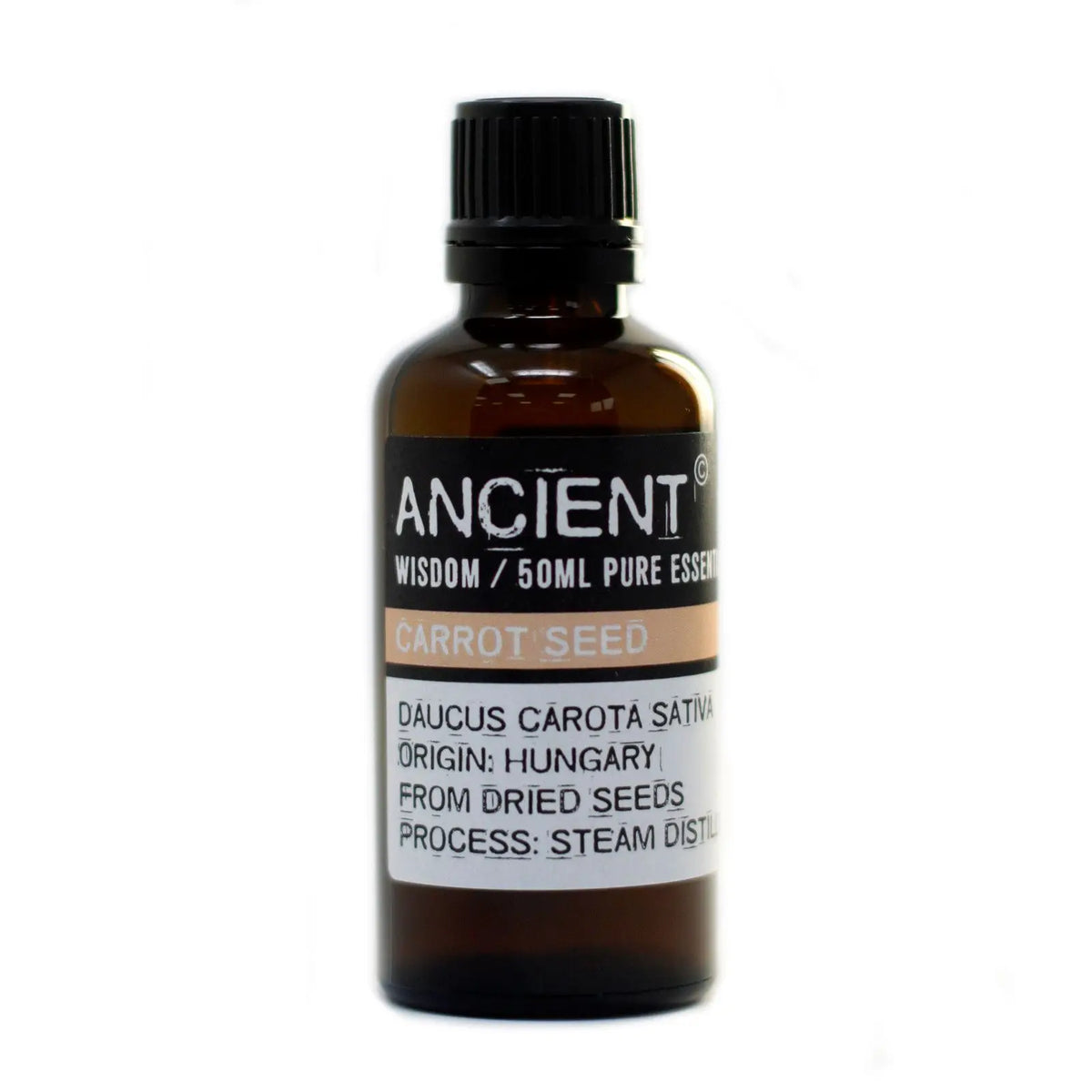 Aceite esencial de semillas de zanahoria, 50ml, frasco marrón, destilado de semillas secas, origen: Hungría.