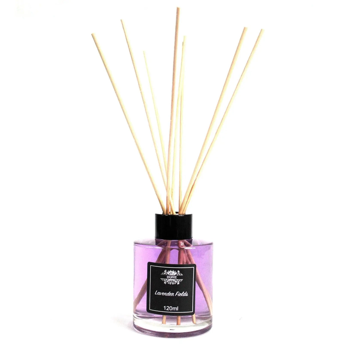Difusor de aromas rosa con lavanda, 120ml, varillas de bambú, elegante diseño moderno para ambientar cualquier espacio.