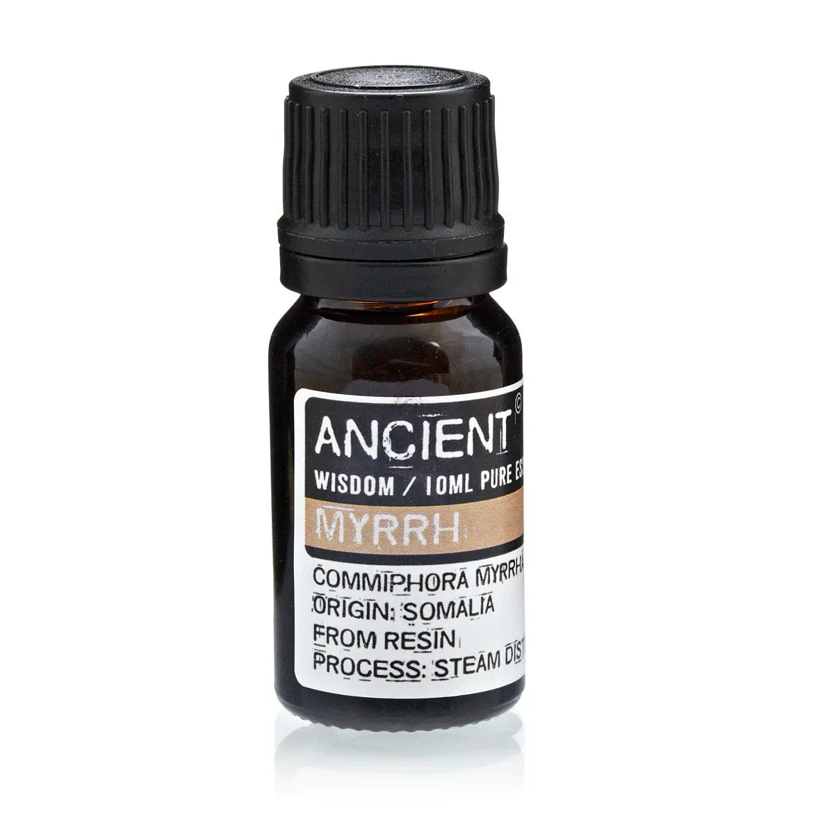 Aceite esencial de mirra, frasco ámbar, 10 ml, extracción de resina, origen: Somalia. Ideal para aromaterapia.