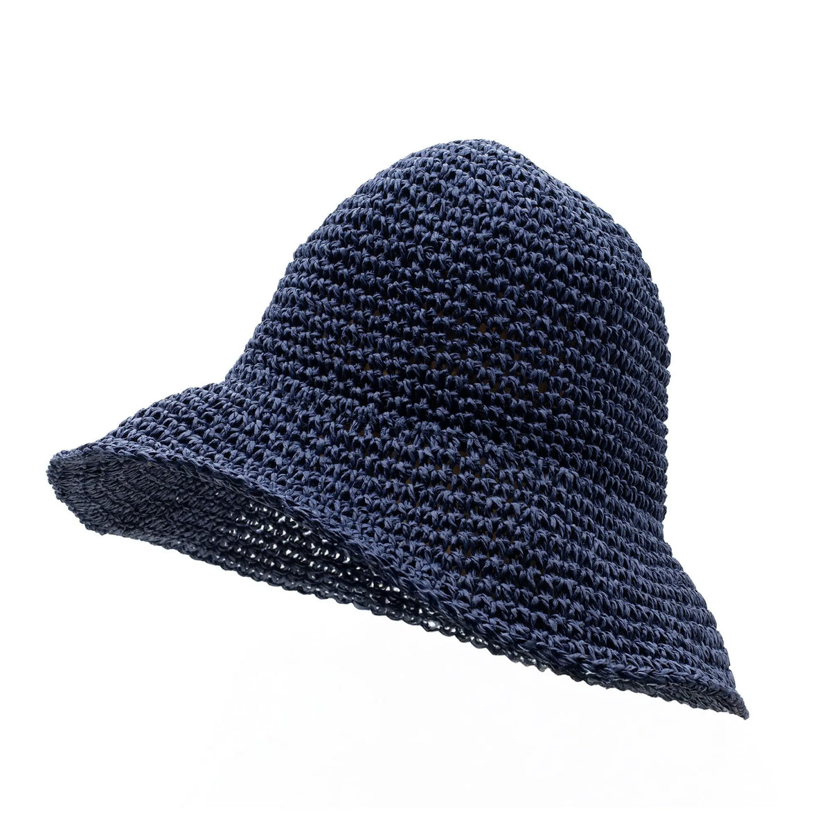 Sombrero de paja azul marino, tejido a mano, estilo casual, ideal para el verano y días soleados.