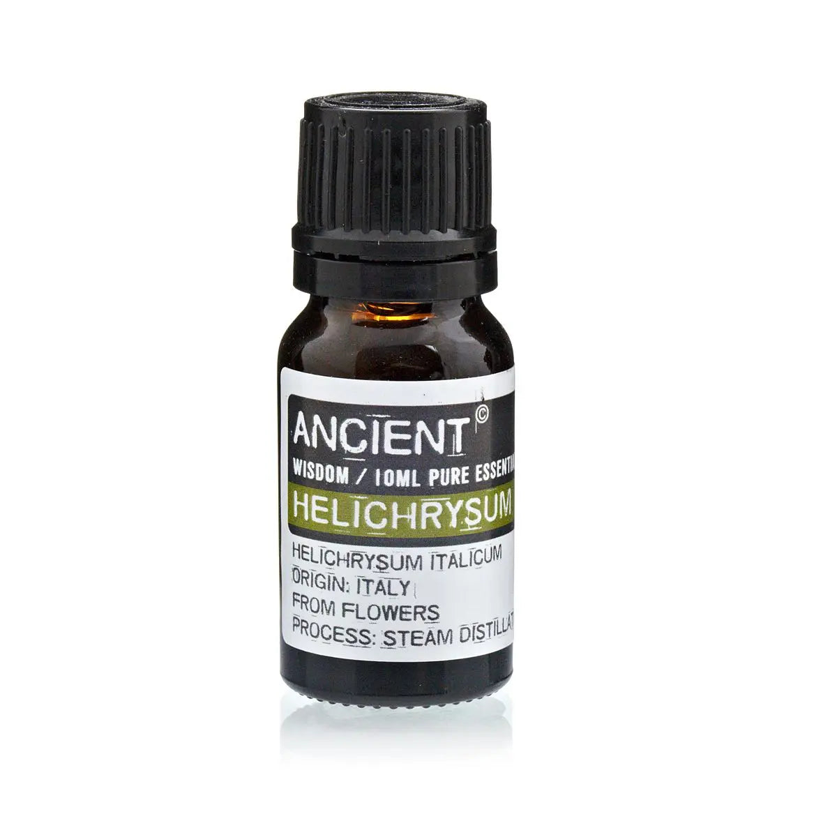 Aceite esencial de Helichrysum puro, 10 ml, color ámbar, origen Italia, destilación al vapor, estilo natural.