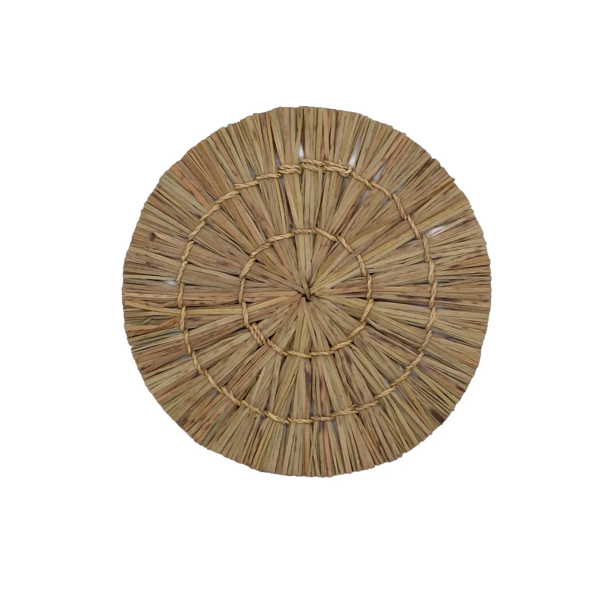 Funda de yute redonda natural, color beige, tejido de paja, estilo boho para decoración y mantel.