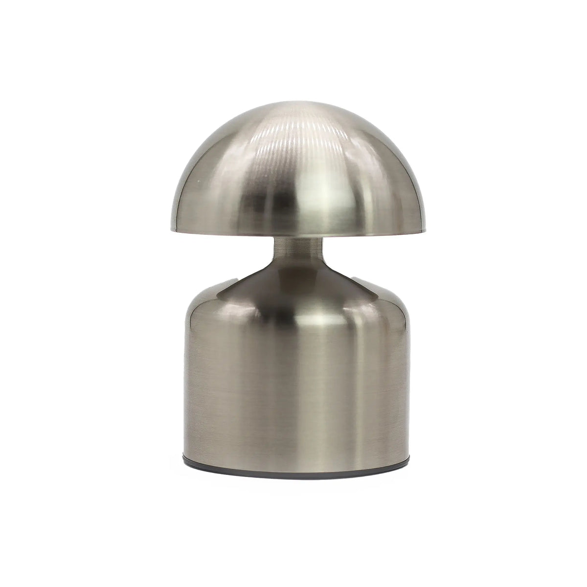 Lámpara de mesa táctil estilo champiñón en metal plateado recargable por USB, diseño moderno, minimalista y elegante