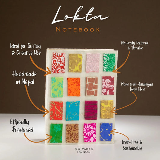 Cuaderno Lokta multicolor, hecho a mano en Nepal, 45 páginas, texturizado, ecológico y sostenible.