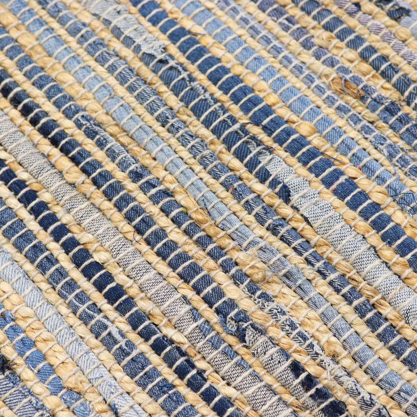 Alfombra pequeña de yute de algodón reciclado - 50x90cm - Azul