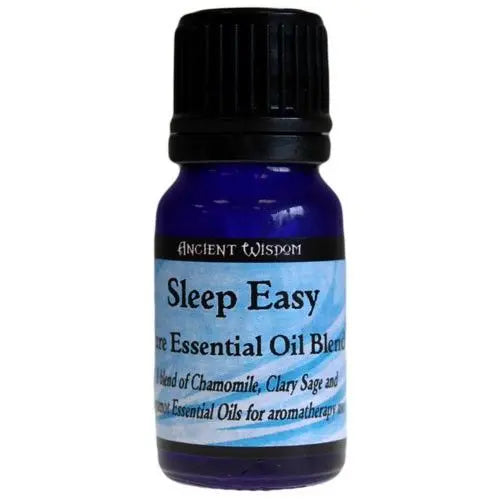Frasco de vidrio azul de 10ml con tapa negra y etiqueta blanca con texto para mezcla de aceites esenciales.