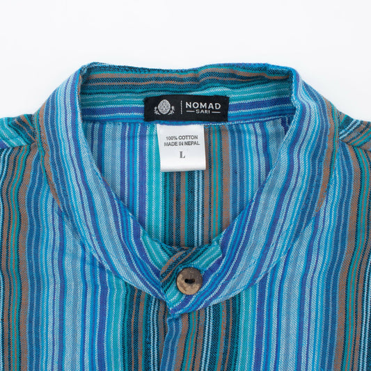 Nomad Sari Grandad Shirt - Turquesa - Mediano