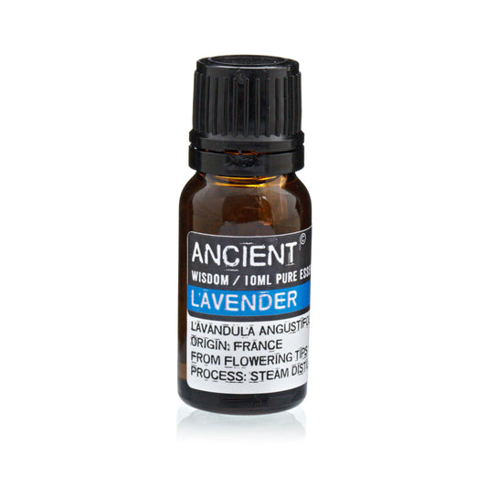 Aceite esencial de lavanda, 10ml, botella ámbar, 100% puro, extracción por destilación al vapor, origen: Francia.