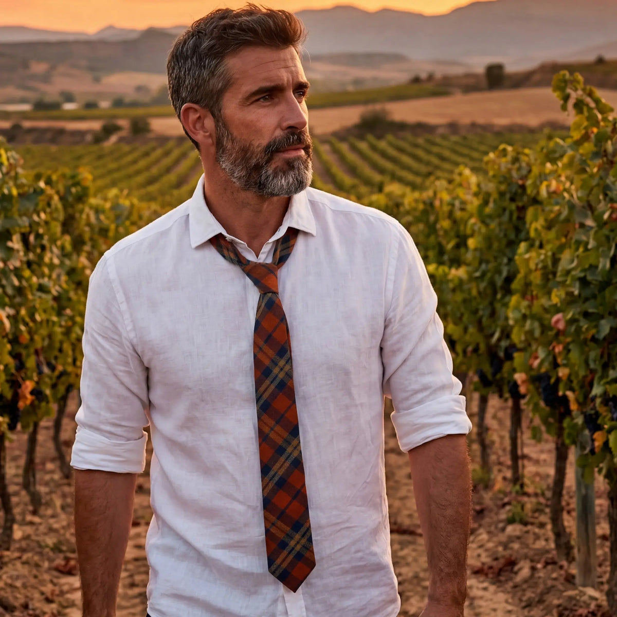 Balmoral · corbata de lana con cuadros naranjas y azules