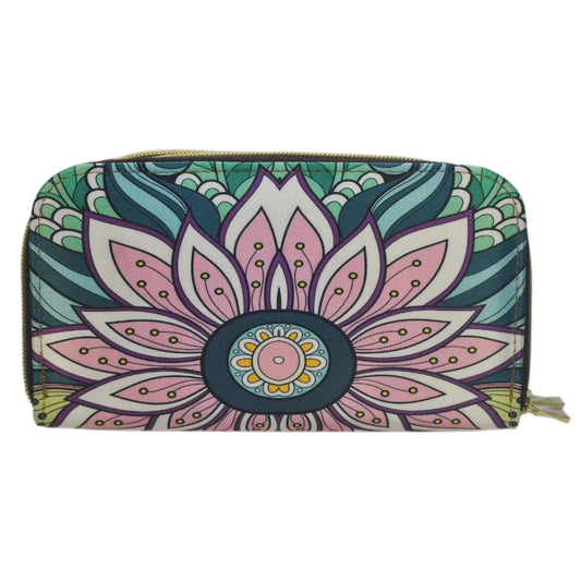 Billetera grande de mujer con doble cremallera Flor de Amor | CHULA Tulum