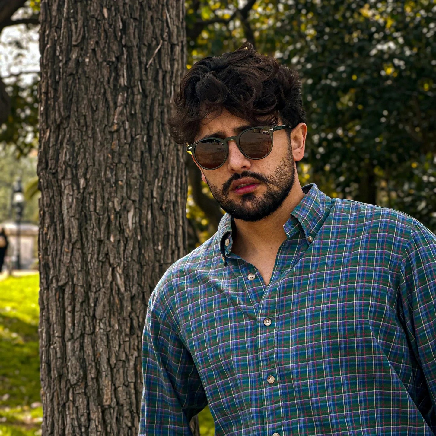 Bolonia · gafas de sol redondas de cristal verde con lentes marrones