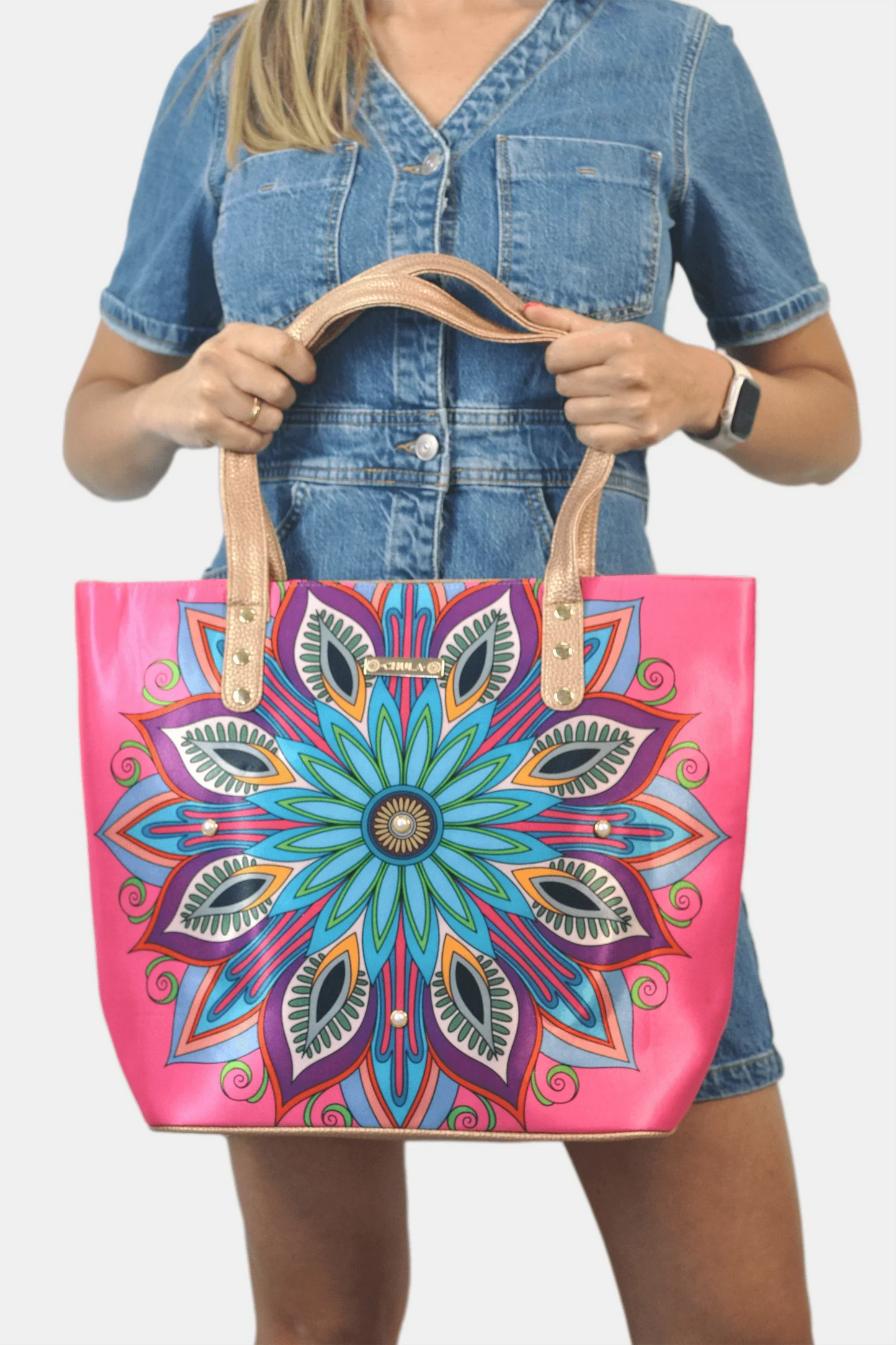 Bolso de hombro grande Nahomi Mándala Rosa | CHULA Tulum