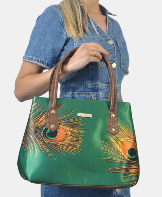 Bolso de hombro y mano Shopper Tote de mujer Pupe Pavo Real Verde | CHULA Tulum