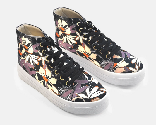 Botas Urbanas Altas de Mujer Flores Coloridas - Moda Sostenible | CHULA Tulum