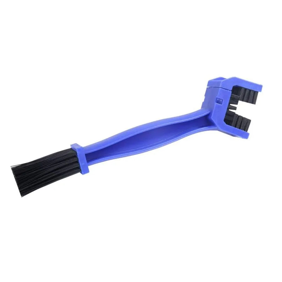 Blue plastic cleaning brush with dual-bristle design, perfect for detailed scrubbing and maintenance tasks.