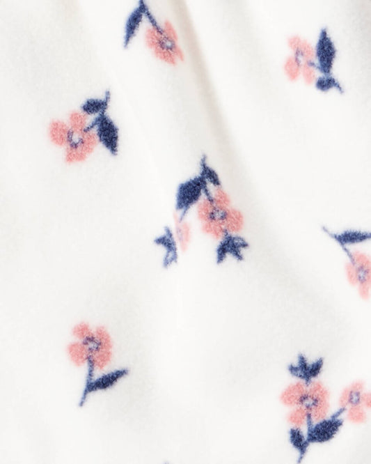 Conjunto de tres piezas con chaqueta floral en marfil, body y pantalón