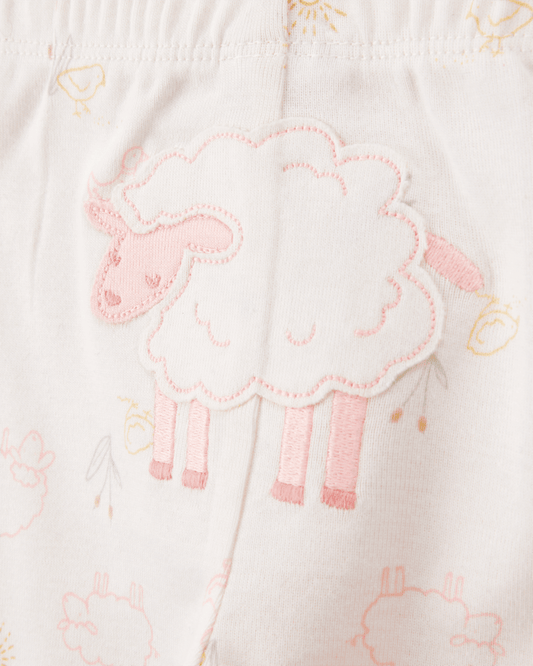 Conjunto tres piezas dos bodies y pantalón con diseño oveja