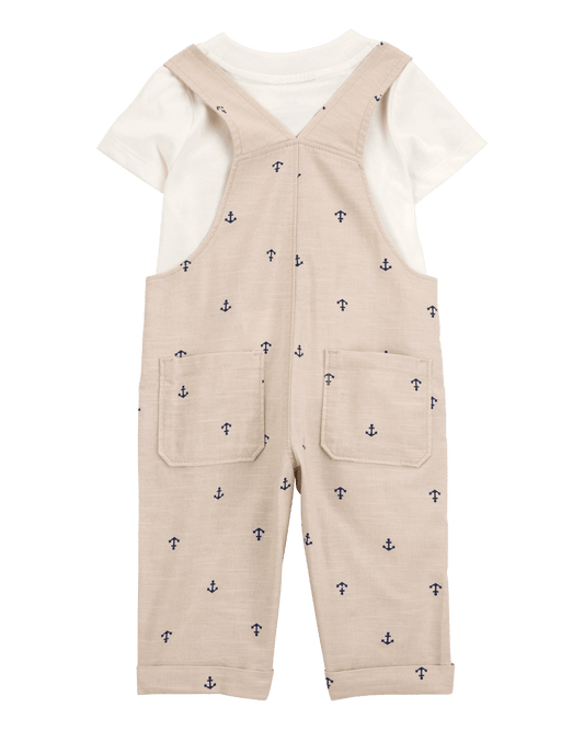 Conjunto de dos piezas con camiseta con ancla y peto