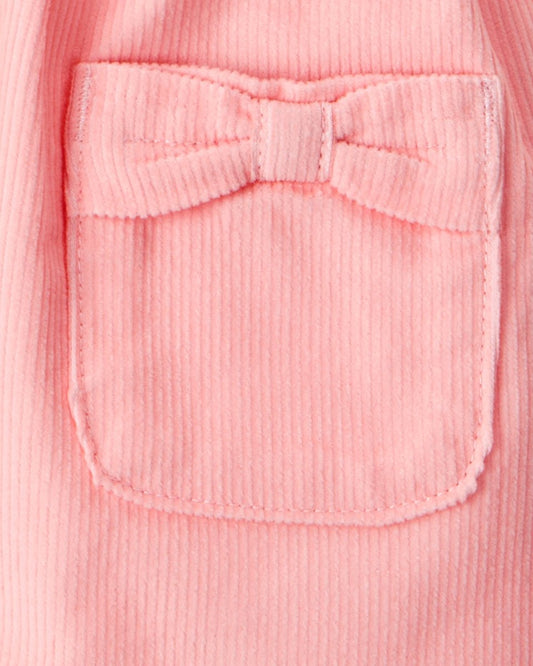 Conjunto 3 piezas con vestido jumper coral y lazos