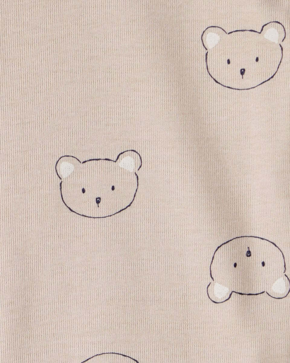 Conjunto tres piezas bodies manga larga y pantalón con oso marrón y blanco