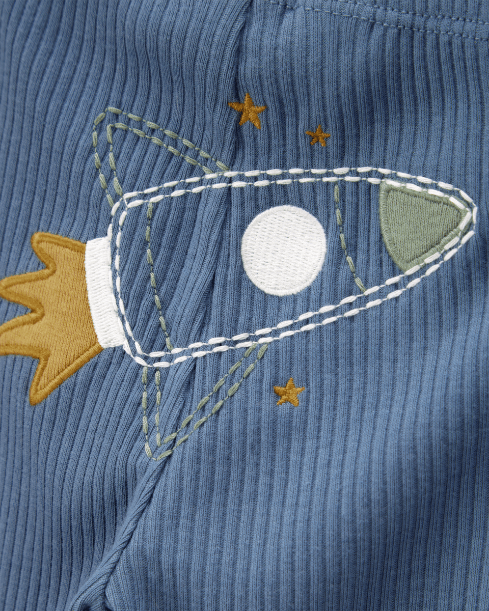 Conjunto tres piezas pantalón y dos bodies diseño cohete