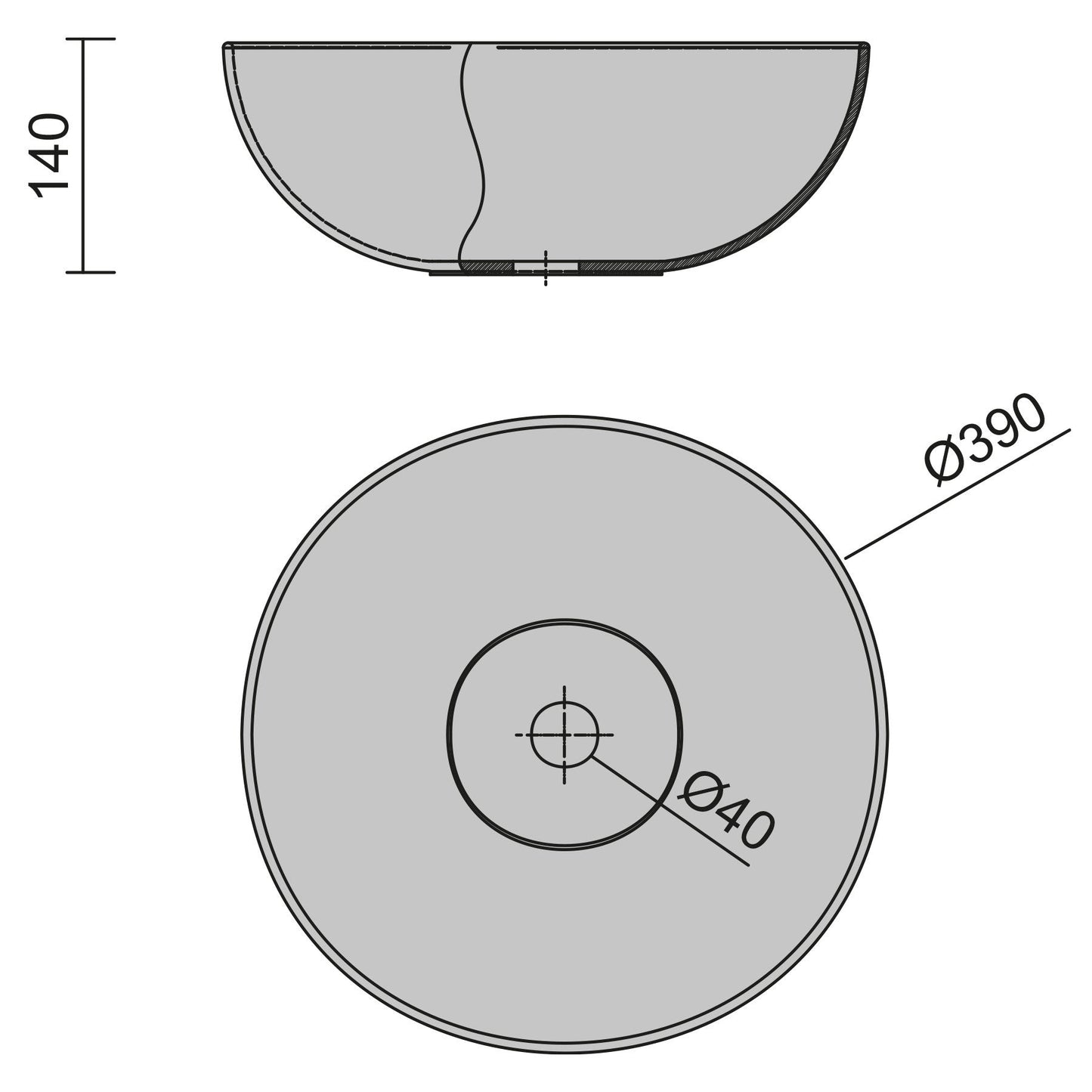 BATHME NIZA Encimera de Baño con Lavabo SOLID SURFACE Negro Mate Color Roble