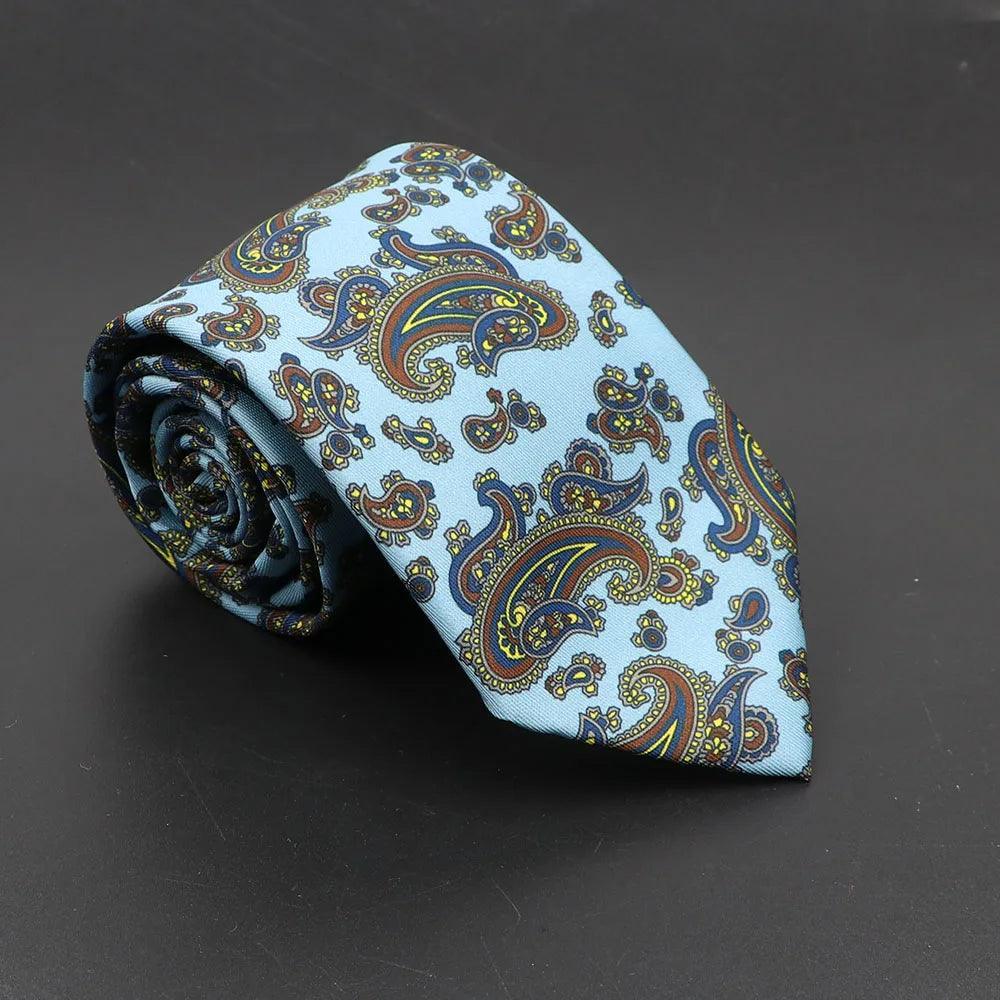 Dijon · corbata con estampado paisley azul cielo