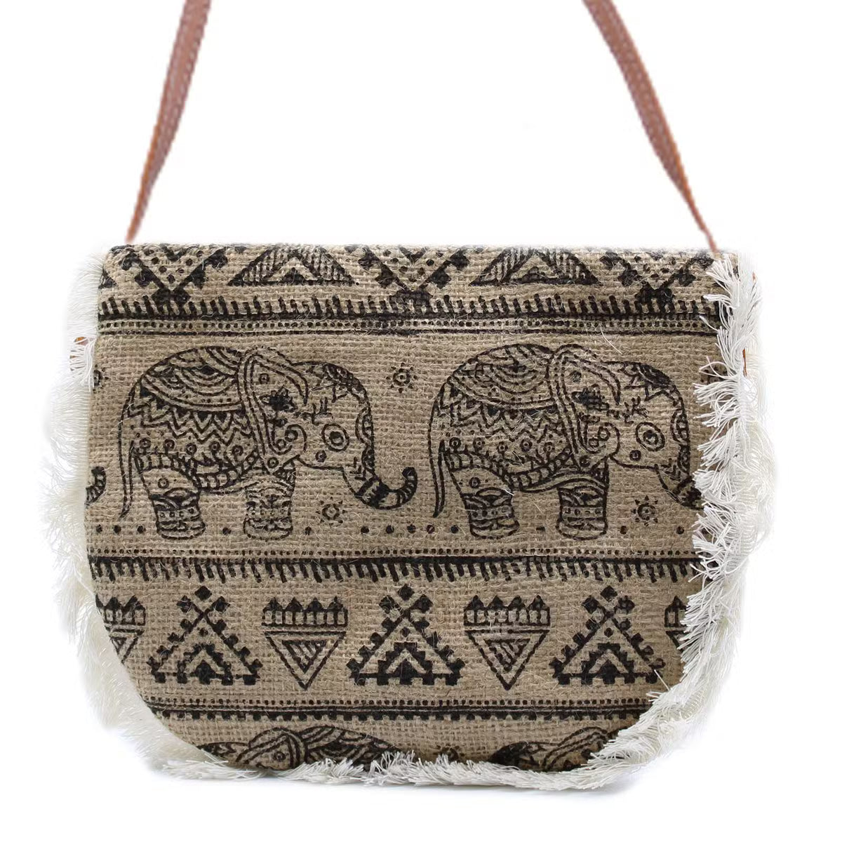 Bolso con flecos - Estampado de Elefante