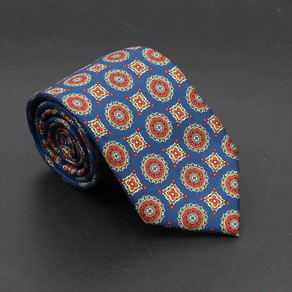 Furore · Corbata estilo italiano azul, roja y amarilla