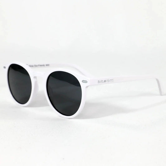 Macarella · gafas de sol redondas blancas con lentes grises