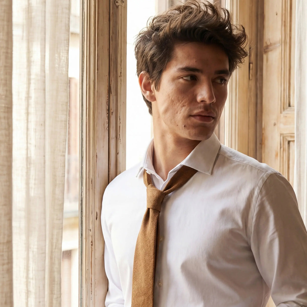 Mojave · corbata marrón café suave