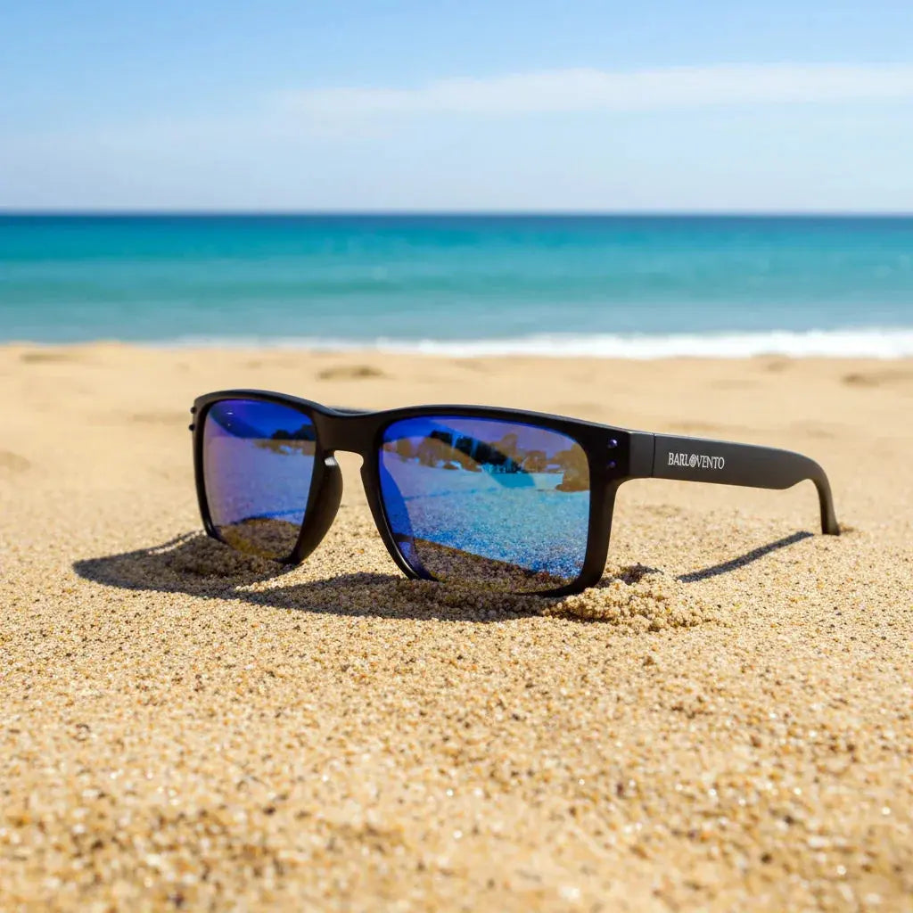 Montijo · gafas de sol negras con lentes azules reflectantes