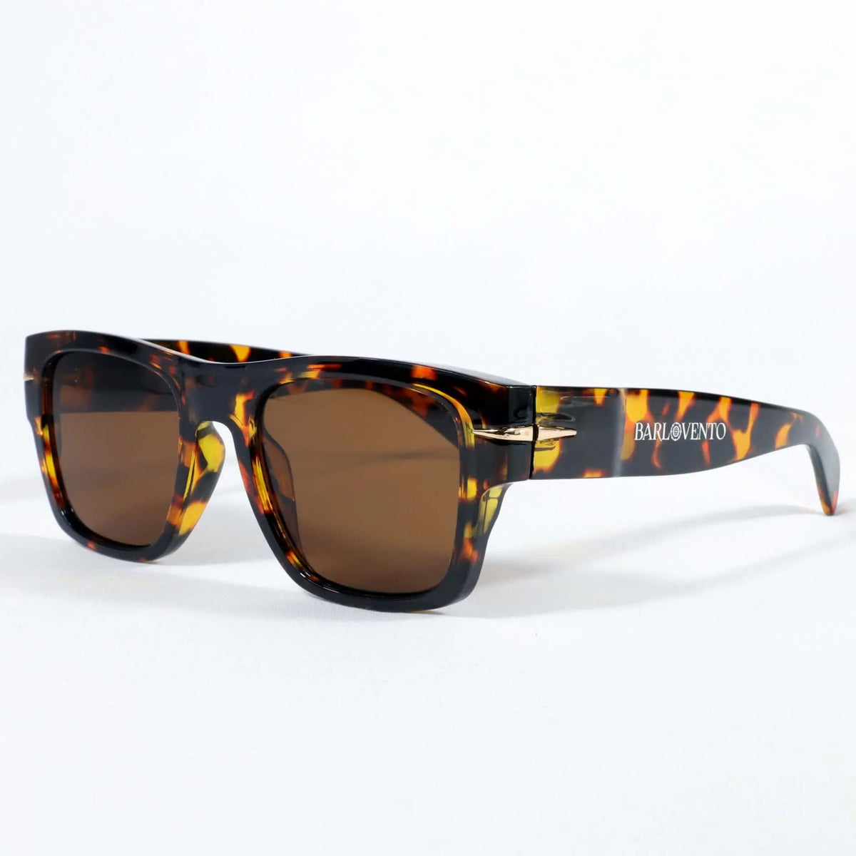 Gafas de sol unisex con montura de acetato estilo carey, diseño retro cuadrado y cristales marrones de acabado premium.