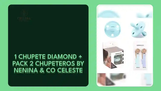 1 Chupete DIAMOND + Pack 2 Chupeteros By Nenina & Co Celeste by@Outfy