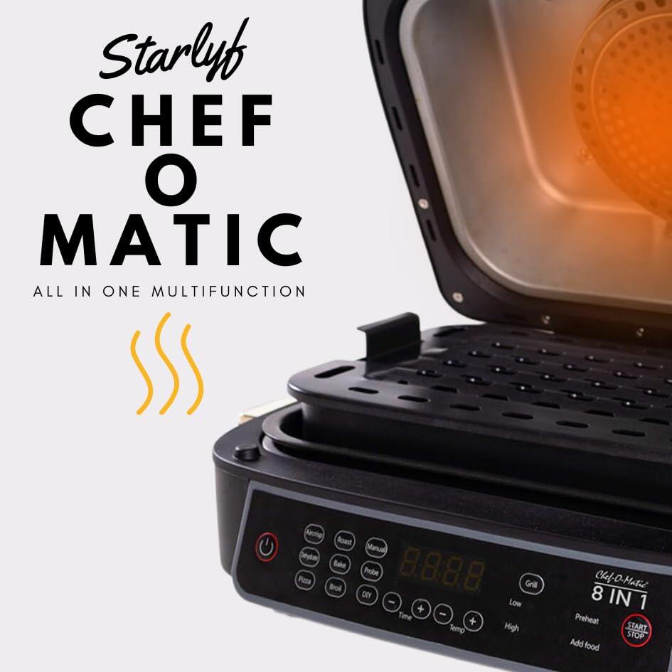 Horno Grill y Freidora de Aire 8 en 1 - Cocción Multifuncional y Saludable