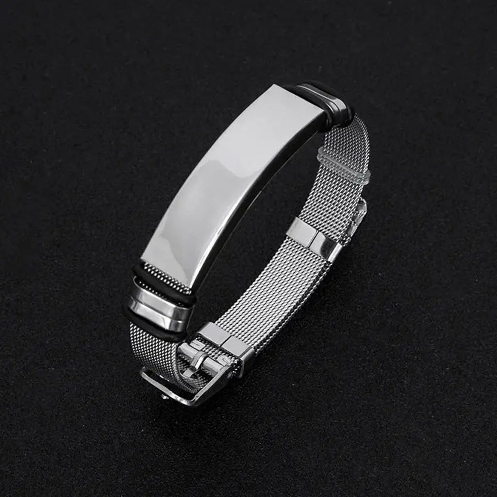 Pulsera Orión · Brazalete ajustable de acero de titanio con correa de reloj
