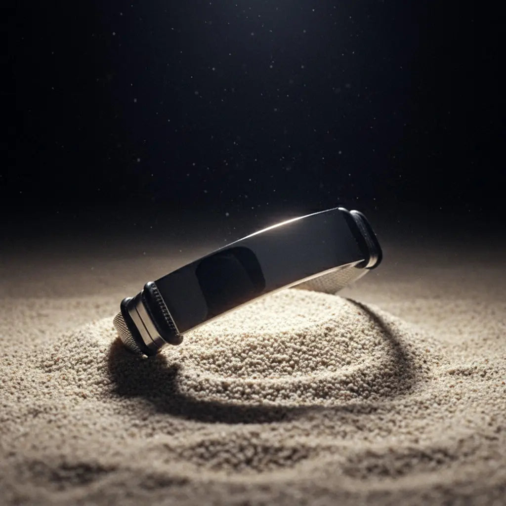 Pulsera Orión · Brazalete ajustable de acero de titanio con correa de reloj