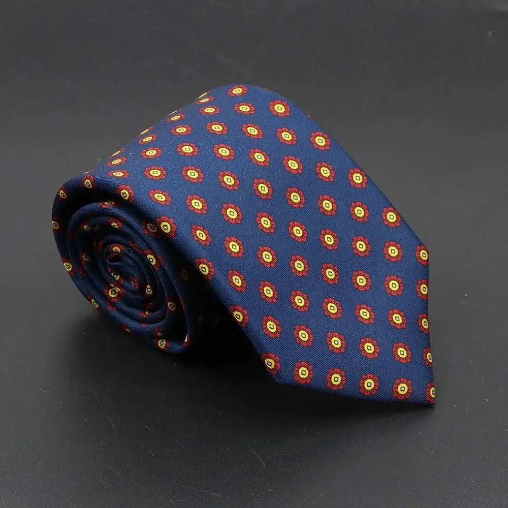 Sirmione · corbata estilo italiano azul, roja y amarilla