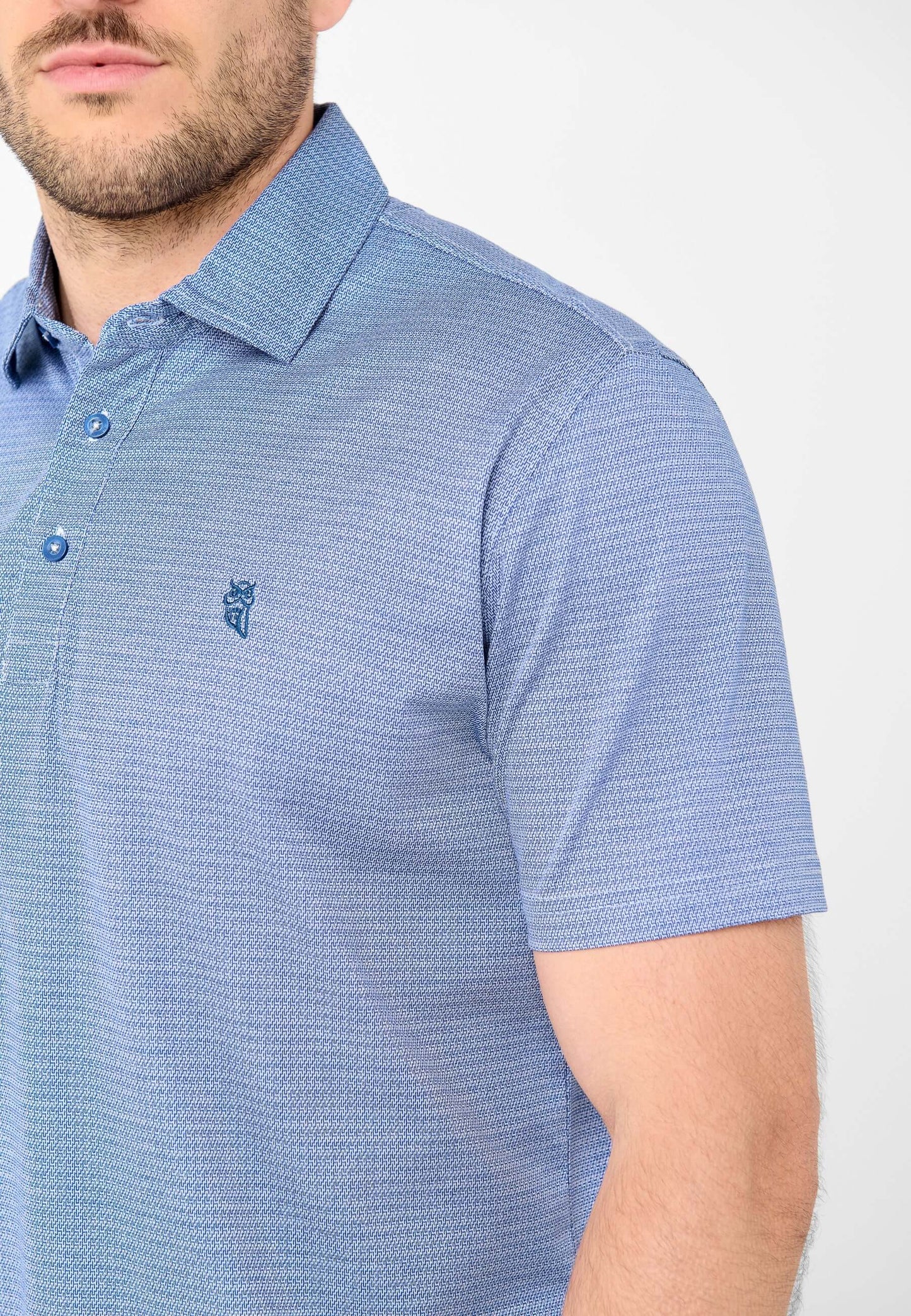 Polo Hombre Manga Corta Premium Algodón Geométrico - Azul 0008_33