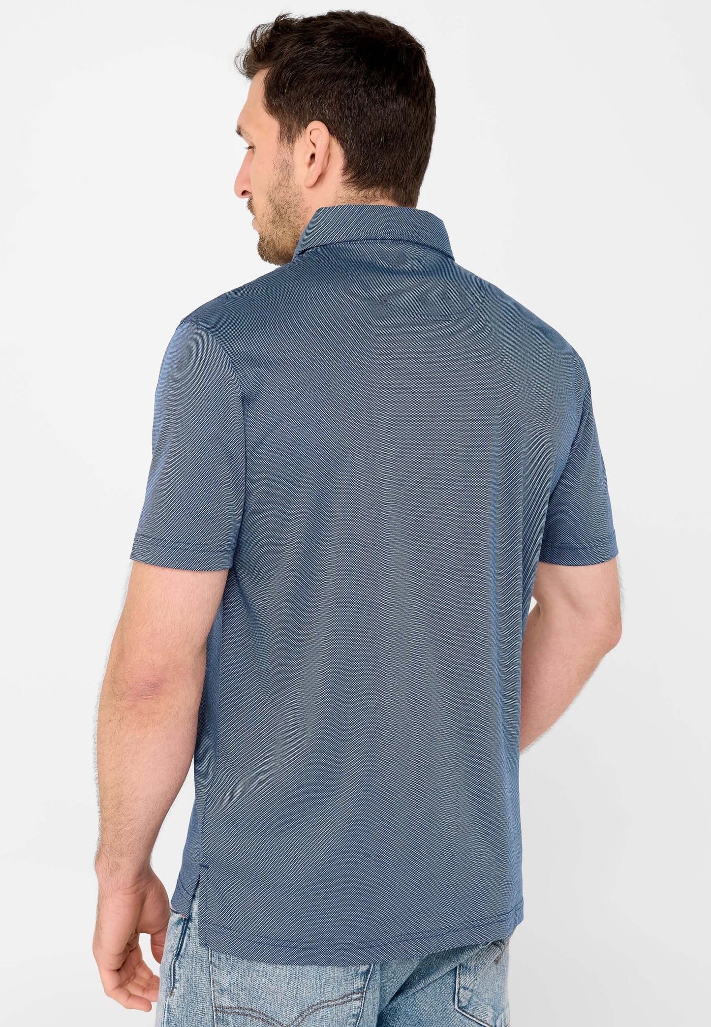 Polo Hombre Manga Corta Premium Algodón Geométrico - Azul 0010_39