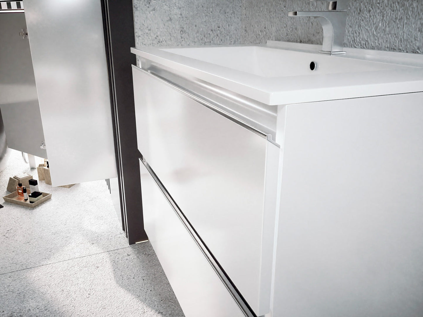 lavabo de encimera mueble de baño blanco suspendido