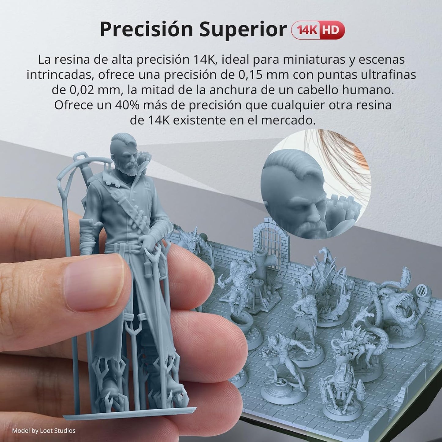 Resina texturizada 14K gris 1kg para miniaturas y figuras 3D