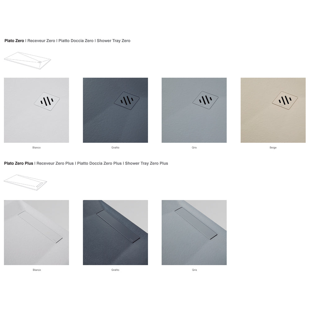 Plato de Ducha Gel Coat Color Gris ZERO Bathme, extraplano, antibacteriano y antideslizante. Diseño moderno y resistente para tu baño.