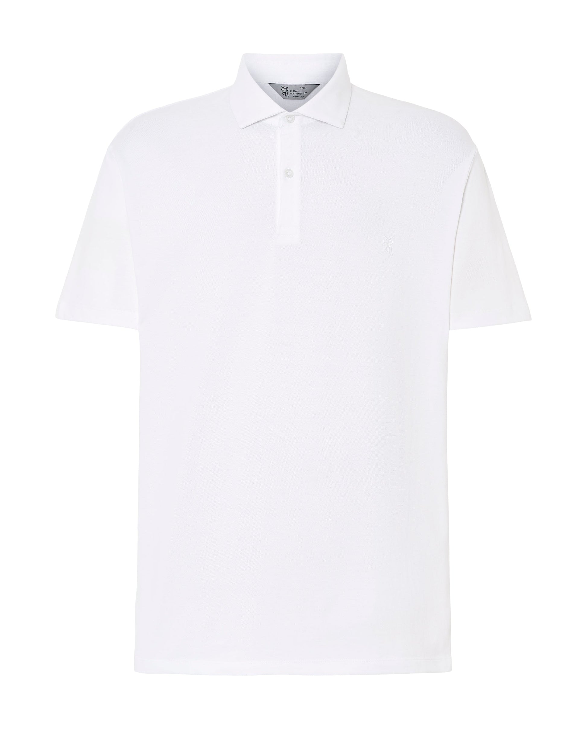 Polo blanco de algodón para hombre, estilo clásico, con cuello y botones. Ideal para un look casual y sofisticado.